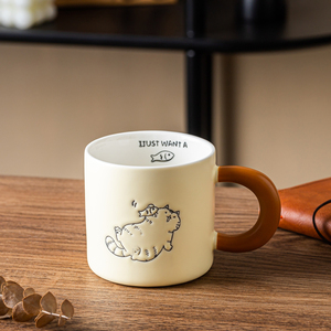 Taza creativa con diseño <span class=keywords><strong>de</strong></span> gato pintada a mano, Taza <span class=keywords><strong>de</strong></span> cerámica, <span class=keywords><strong>regalo</strong></span> <span class=keywords><strong>de</strong></span> cumpleaños <span class=keywords><strong>para</strong></span> hombres, mujeres, uso doméstico, <span class=keywords><strong>desayuno</strong></span>, taza <span class=keywords><strong>de</strong></span> café <span class=keywords><strong>de</strong></span> cerámica - Product Image 1