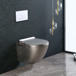 Inodoros de Cerámica Tornado sin Borde con 10 Años de Garantía, Inodoro de Pared Plateado con Acabado Dorado - Product Image 5