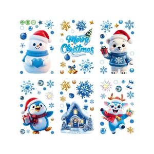 Autocollants de fenêtre de Noël 3D, motifs mignons de pingouins et d'ours polaires, décorations de flocons de neige d'hiver pour vitres et fenêtres, décorations de fêtes - Product Image 5