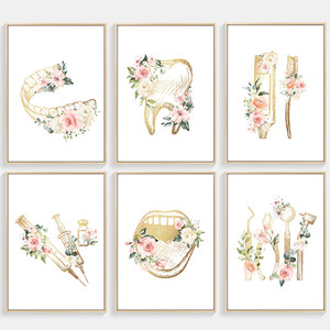 Kunstwerk für Zahnklinik-Hintergrundwand, Flur, Schönheitssalon, Abstraktes Minimalistisches Modernes Ölgemälde auf Leinwand, Zahnpflege-Motiv - Product Image 2