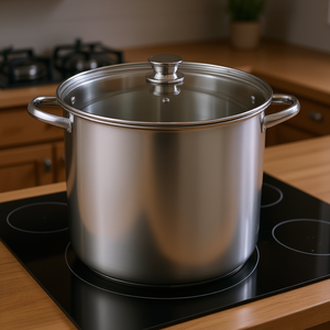 Olla de acero inoxidable de 16 cuartos con tapa de vidrio, compatible con inducción, apta para lavavajillas, para sopas y caldos - Product Image 2