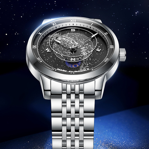 Reloj de Cuarzo para Hombre Mark Fairwhale con Esfera de Segundos Giratoria Estrellada, Resistente al Agua 30m, Caja de Metal, Brazalete de Acero Inoxidable FW-5053 - Product Image 1