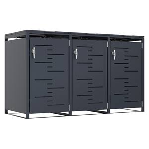 Cubiertas para Contenedores de Basura, Cubierta Triple para Contenedores de Basura Exteriores con Tapa Abatible, Cubierta para Contenedores de Basura Resistente a la Oxidación, Contenedor de Basura Exterior - Product Image 1