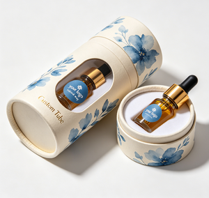 Custom Gold <b>Foil</b> Logo Round Paper Tube, High-End Cosmetic Perfume Packaging, White Cardboard Cylinder Box with Visual <b>Window</b> - Product Image 2