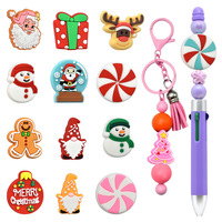 Perles focales de noël stylo à bille accessoires perlés dessin animé Silicone PVC amovible perles en vrac en gros