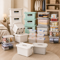 Bac de rangement en plastique PP grande capacité avec couvercle, épaissi et durable, pour vêtements et jouets, multicolore, fabricant sur mesure