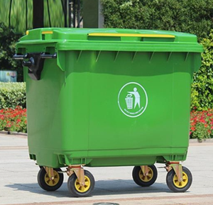 รถขยะหนาขนาด660ลิตรถังขยะพลาสติกทางการแพทย์กลางแจ้งทำความสะอาดชุมชนรถสุขาภิบาลแบบใช้มือผลัก - Product Image 1