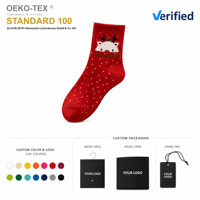Fabricant de chaussettes de Noël en coton chaud à motifs personnalisés, chaussettes de Noël en gros, chaussettes de Noël pour femmes, motif renne, flocon de neige, pour l'hiver