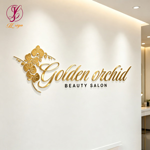 Enseigne LED décorative en acrylique doré 3D pour extérieur, parfaite pour parcs, salons de manucure, spas et logos d'entreprise – Autocollant <span class=keywords><strong>mural</strong></span> professionnel - Product Image 1
