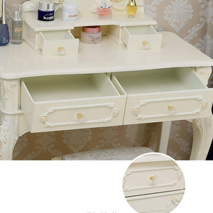 <span class=keywords><strong>Commode</strong></span> de Table de maquillage avec tabouret miroir, en bois massif, de Style Pastoral français, européen, luxueux, moderne, pour petit appartement - Product Image 5