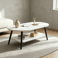 Table basse moderne en bois avec rangement, double niveau, petite table de salon pour usage domestique, style luxe discret, sensation haut de gamme, simple pour les petits espaces