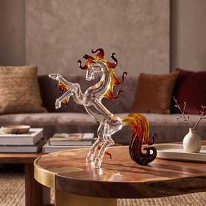 Figura de Caballo de Vidrio Soplado a Mano, Escultura de Cola de Ámbar Transparente, Decoración Animal Hecha a Mano - Product Image 5
