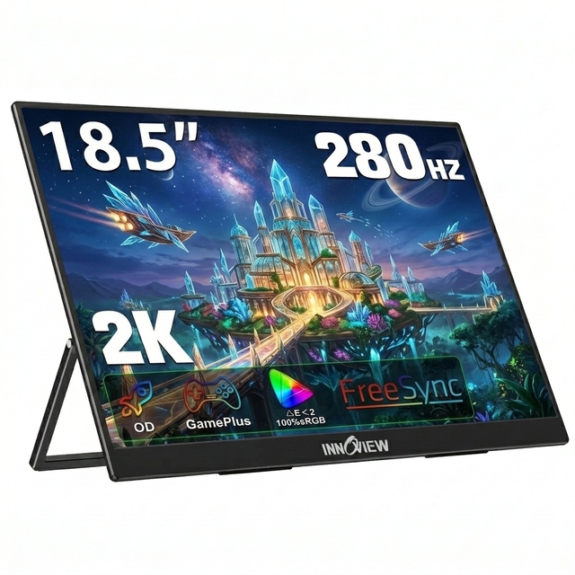 18.5 Inch 2K QHD 2560X1600 Portable Gaming Monitor 280Hz HDR FreeSync 100 SRGB Matte Screen for Laptop PS5 Xbox