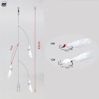 Crazy Charlie Bait Rig 3-Hook Fly Sabiki Rig Pré-monté Crazy Charlie Streamers pour la truite, le panfish, le maquereau, plumes 65cm 10 #   12 #