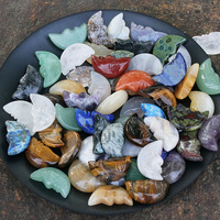 HZ Pierre Naturelle Brute, Quartz de Guérison, Sculpture de Canard Mignon Gravée, Pierre Précieuse, Sculpture de Lune pour Décoration Intérieure et Cadeau