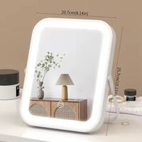 Portable simple face LED lumières miroir de vanité belle petite table de beauté compacte pliante voyage dressing de table