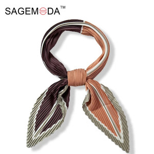 Delle ragazze Del Progettista di Stampa Geometrica Fascia Dei Capelli Della Signora Pieghettato Piega di Seta Al Collo Sciarpe - Product Image 2