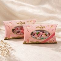 Boîte cadeau en forme d'oreiller avec logo personnalisé, boîte en papier recyclable pour noix et fruits secs, boîte d'emballage de bonbons de Noël colorée