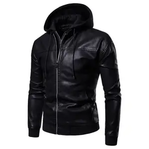 Jaqueta de couro pu masculina plus size, para motocicleta, com capuz, bolso, dyed liso, venda imperdível