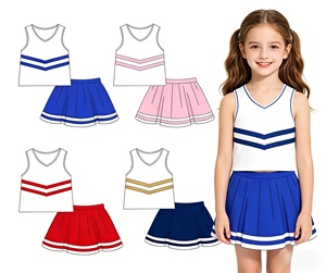 Conjunto de Verano GSD4036 Personalizado para Niña, Diseño a Cuadros Azul y Blanco, Conjunto Deportivo sin Mangas con Falda para Yoga - Product Image 1