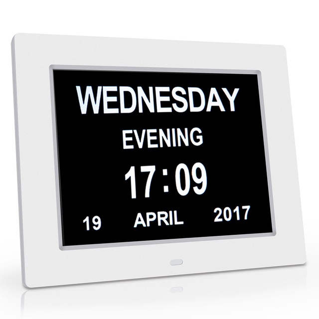 Digital Calendar Alarm Wall Mounted Day Clock With 8inch Screen Display for Extra Impaired Vision People Aged Seniors Dementia