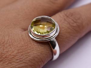 Natural <b>Citrine</b> Round Gemstone 925 Sterling Silver <b>Ring</b> - Product Image 6