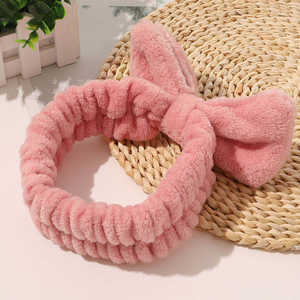 ODM Factory, lazos coreanos con lazo de lentejuelas para el cabello, bandas elásticas de felpa de ala ancha de franela para mujer, diademas de tela de maquillaje para lavado de cara - Product Image 4