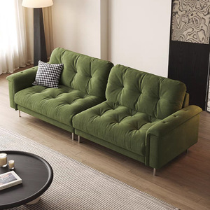 Cao cấp màu xanh lá cây Chenille vải ba chỗ ngồi sofa đặt nhà mới đồ nội thất phòng khách với miếng bọt biển điền thẳng cao trở lại - Product Image 2