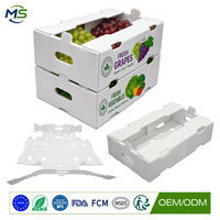 Boîte à raisins en plastique pliable, recyclable, empilable, réutilisable, ventilée, pour l'emballage de sushis frais et de nouilles
