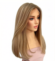 Peluca de Encaje Completo sin Pegamento Personalizada con Cabello de Bebé, Encaje Transparente, Cabello Humano Virgen Europeo 100%, Rubio Ceniza Liso Natural