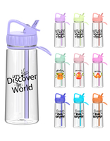 Bouteille d'eau portable de voyage avec paille anti-fuite et couvercle hermétique, sans BPA, réutilisable en plastique pour adultes