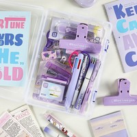 Ensemble de papeterie multicolore, fournitures de bureau pour étudiants, outils de planification, ciseaux, carnet, agrafeuse, boîte de rangement, coffret cadeau de luxe