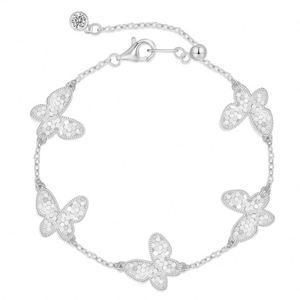 Dylam Dainty Design Fine Fashion Jewelry 925 Silver Crushed Ice Butterfly Butterfly Silhouette Glistened 5A CZ Mini Bracelet - Product Image 1