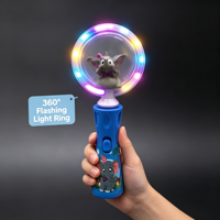 2 Model Desain Sirkus Cincin Berputar LED Warna-warni Mainan Lampu Plastik ABS Aman untuk Hadiah Souvenir Konser Karnaval
