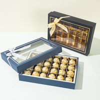 12/16/20/24 pièces boîte d'emballage en carton à fenêtre transparente chocolat avec conception en relief Biscuit boîte-cadeau diviseur noeud papillon