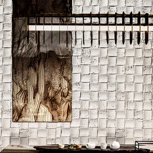 Panneau en pierre de mosaïque de travertin de MCM de pierre flexible pour la conception intérieure Finition en pierre réaliste Panneaux muraux faciles d'installation - Product Image 5