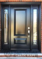 Porte d'entrée à pivot en bois massif avec porte principale Sidelites Porte de maison populaire en bois noir