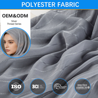 Tissu en mousseline de polyester fil d'argent 9908 respirant et doux pour l'été, idéal pour la confection de foulards pour enfants et de kaftans Shayla