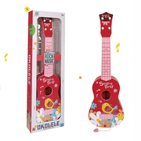 Hot Selling Kids Electronic Plastic Ukulele Guitar Cartoon Classical Pattern 4-String Musical Instrument Early Education Music