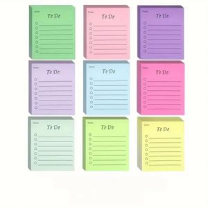 Bloc de Notas Autoadhesivas Fluorescentes, Notas Adhesivas de Plástico Bonitas con Líneas Claras, Protección de Papelería para Oficina y Escuela - Product Image 1