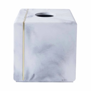 Popular White Marble Effect 6-Piece Resin <b>Bathroom</b> <b>Accessory</b> <b>Set</b> with Metal Lines for Home or Hotel Soap Dispenser Soap Dish - Product Image 3