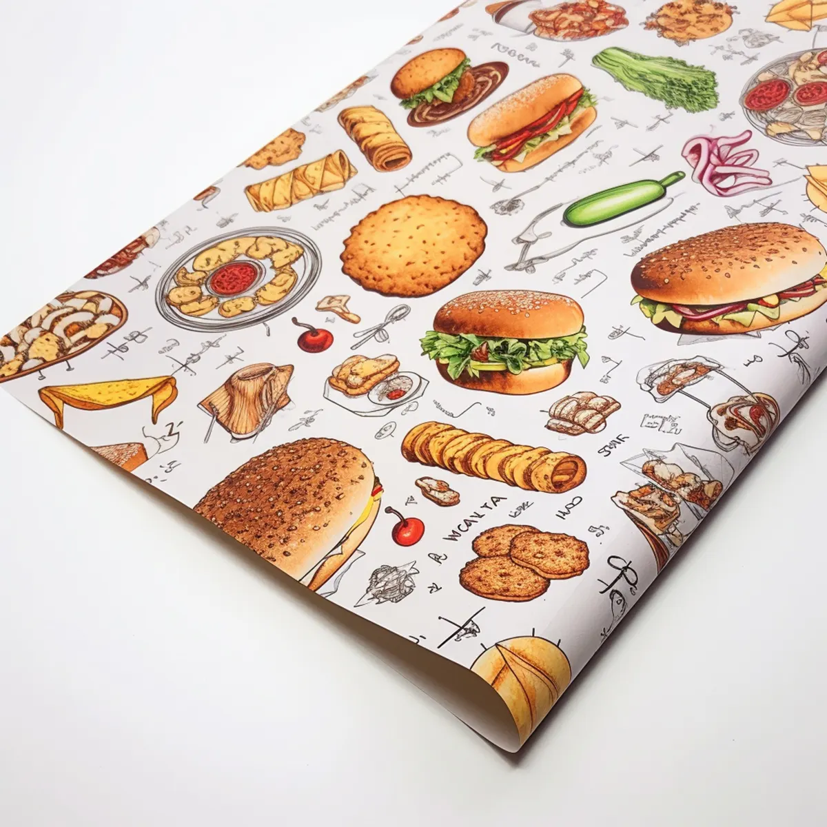 Food Grade Sandwich Papier Food Burger Verpakking Vetvrij Papier Met Uw Eigen Aangepaste Logo