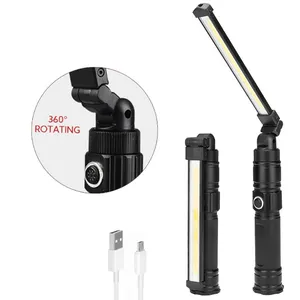 ultra bright 360 degree Foldable COB LED work light magnet USB rechargeable flexible handheld light smaller size Repair Light