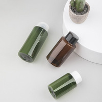 Vente en gros de bouteilles en PET rondes ambrées de 8 oz, bouteilles cosmétiques en plastique avec bouchon à double vis, bouteilles en plastique PET de 150 ml