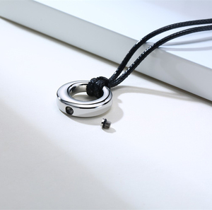 Colar urno de cremação de aço inoxidável, para cinzas, círculo de vida, pingente de joia memorial, presente para mulheres, corrente de corda ajustável - Product Image 3
