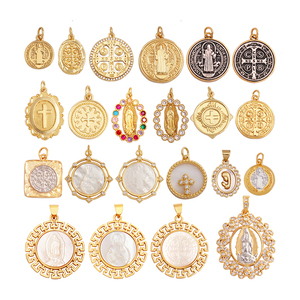 Unique Religieux Jésus <span class=keywords><strong>Sainte</strong></span> <span class=keywords><strong>Vierge</strong></span> Marie Amour Coeur Charms <span class=keywords><strong>Pendentif</strong></span>, Plaqué Or 18K Micro Zircon Bijoux Collier Fournitures K31 - Product Image 1