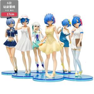 6 pièces/ensemble Figurines d'anime Rem's From <span class=keywords><strong>Zero</strong></span> Rem Ram Maid Girl en PVC Figurines de collection Modèles de jouets - Product Image 2