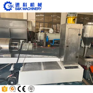 Plastic PP HDPE LDPE Film Flakes Two Stage Extruder Granulation Production Line with Side Force Feeder