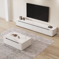 Ensemble Meuble TV et Table Basse en Bois Massif Moderne, Style Luxe Léger, pour Usage Domestique, Meuble de Rangement TV en Bois Massif, Vente en Gros à Prix Abordable
