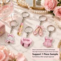 Gantungan Kunci Akrilik Custom Coquette Pink Bow Charm Set 5cm Balletcore Girly untuk Tas, Liontin, Hadiah, Grosir, OEM